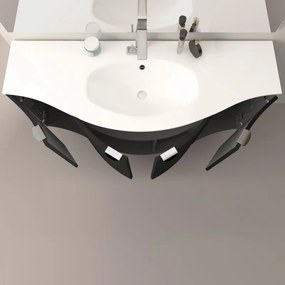 Mobile sottolavabo e lavabo Onda grigio grafite L 138 x H 70 x P 51 cm