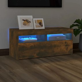 Mobile Porta Tv Con Luci Led Rovere Fumo 90x35x40 Cm /
