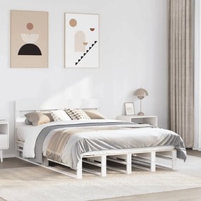 Letto Senza Materasso Bianco 140x190 Cm Legno Massello Di Pino /
