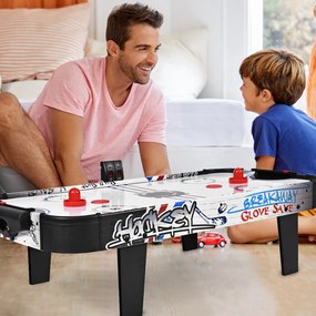 Costway Set tavolo da air hockey con segnapunti LED elettronico, Mini tavolo da air hockey per bambini e adulti