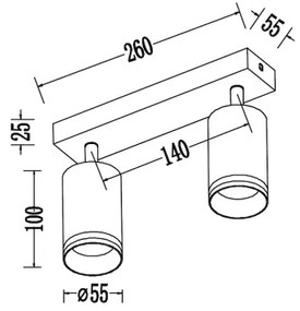 Faretto PIPE 2xGU10/10W/230V bianco