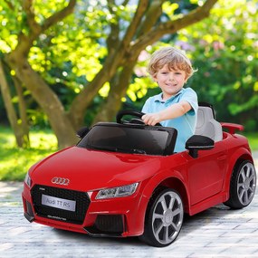 Costway Macchinina per bambini con 2 motori telecomando MP3, Audi TTRS con batteria 12 V per bambini Rosso