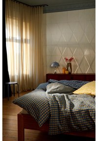 Biancheria da letto in crêpe bianca e blu scuro per letto singolo 140x200 cm Bæk&amp;Bølge - JUNA