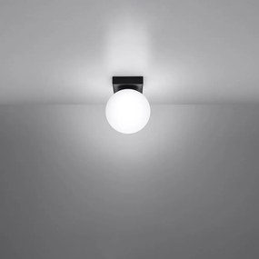 Lampada da soffitto nera con paralume in vetro ø 12 cm Umerta - Sollux