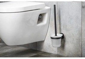 Aqualine - Porta scopino WC SAMBA vetro latteo/nero opaco da parete