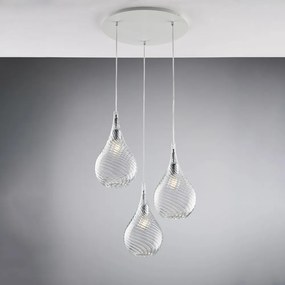 Lampadario Moderno Pluvia Metallo Trasparente 3 Luci E27