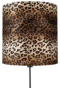 Lampada da terra nera paralume disegno leopardato 40 cm - PARTE