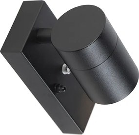 Lampada da parete esterna moderna nera IP44 con sensore crepuscolare - Solo