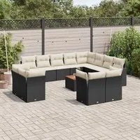 Set Divani da Giardino 13pz con Cuscini Nero in Polyrattancod mxl 112755