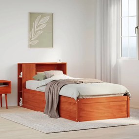 Letto Senza Materasso Marrone Cera 90x190 Cm İn Legno Di Pino /