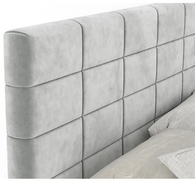 Letto boxspring grigio chiaro con contenitore 200x200 cm Ava – Maison de Rêve