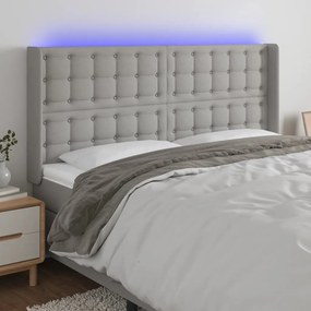 Testiera A Led Grigio Chiaro 203x16x118/128 Cm İn Tessuto /
