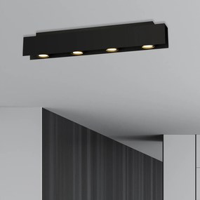 Plafoniera Moderna 4 Luci Cassiopea In Acciaio Nero