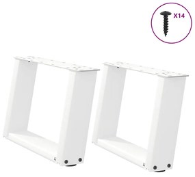 Gambe Tavolino Da Caffè A U 2 Pz Bianco 50x(30-31)cm İn Acciaio /