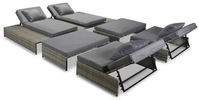 Set divani da giardino 5 pz con cuscini in polyrattan grigio