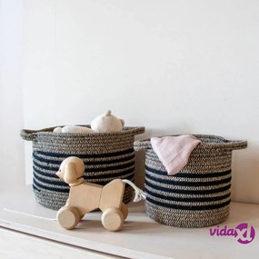KidsDepot Set di Cesti 2 pz Eran Corda di Cotone Nera