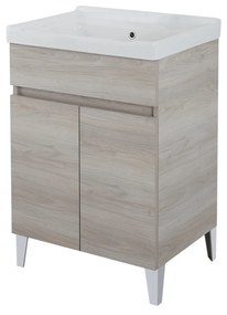 Lavatoio a Terra 60x46,8 Due Ante Con Vasca Feridras "Alba" Rovere Grigio