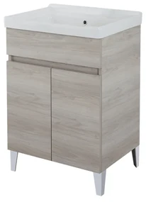Lavatoio a Terra 60x46,8 Due Ante Con Vasca Feridras "Alba" Rovere Grigio