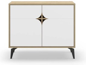 Mobile in rovere decorato in bianco e naturale 95x79 cm Nola - Marckeric