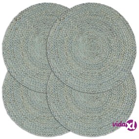 vidaXL Tovagliette 4 pz Verde Oliva Neutro 38 cm Rotonde in Juta