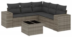 Set divano da giardino 6 pz con cuscini grigio in polyrattan