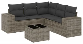 Set divano da giardino 6 pz con cuscini grigio in polyrattan