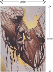 Quadro moderno verticale su tela 60x90 cm con rappresentazione bacio astratto