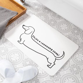 Tappetino da bagno bianco 39x60 cm Dachshund - Artsy Doormats