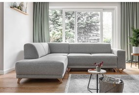 Divano angolare grigio chiaro allungabile e con contenitore (penisola a sinistra/a L) Classy Sophie – Miuform