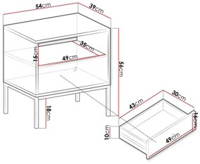 Comodino MONO 56x54 cm beige/nero