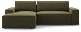 Divano angolare verde allungabile/con contenitore (con penisola a sinistra/con chaise lounge) con rivestimento in velluto Jodie – Micadoni