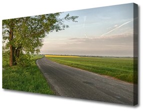 Quadro su tela Paesaggio dell'erba dell'albero della strada 100x50 cm