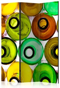 Paravento Bottiglie (sfondo) (3-część) - vetro colorato in fila