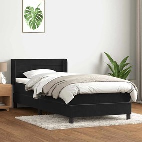 Giroletto A Molle Con Materasso Nero 90x210 Cm İn Velluto /