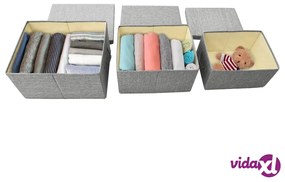 vidaXL Scatole Portaoggetti Impilabili Set 3pz in Tessuto Grigio
