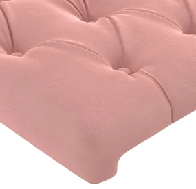 Testiera ad orecchio rosa 203x23x118/128 cm in velluto