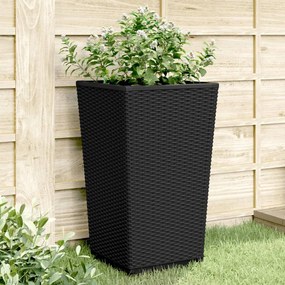 Fioriere da Giardino 4 pz Nere 32,5x32,5x57 cm in PP