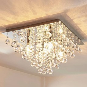 Plafoniera soffitto Annica Lindby, dimmerabile, Chiaro / Trasparente, Soggiorno / Sala da pranzo, Metallo, Moderno, Plafoniera