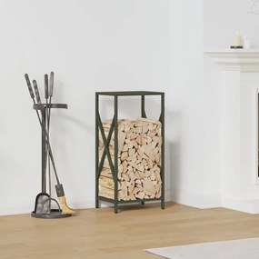 Rastrelliera Per Legna Da Ardere Verde Oliva 34x25x70 Cm /