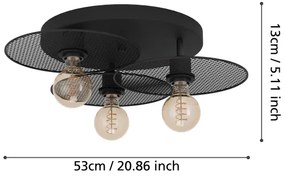 Eglo 43728 - Plafoniera IKESTON 3xE27/40W/230V