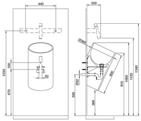 Treemme Blok IT6593CCZZCP lavabo cilindrico sospeso diametro 36 cm bianco