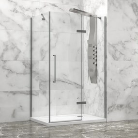 Kamalu - Box doccia 70x70 telaio acciaio spazzolato porta battente | KT1000SAS