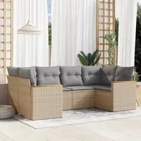 Set Divano da Giardino 6 pz con Cuscini Beige Misto Polyrattan 3226262