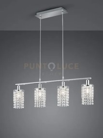 Posh sospensione 4 vetri trasparenti con pendagli l. 80cm 4 luci at...