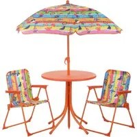 Set tavolino, ombrellone e 2 sedie per bambini arancione