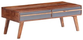 Tavolino Da Salotto Grigio 110x50x40 Cm Legno Massello /