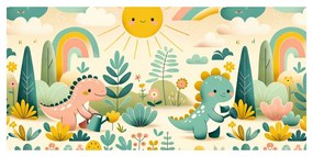 Quadro su tela – Amici dinosauri in giardino colorato