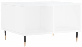 Tavolino salotto bianco lucido 60x50x36,5 cm legno multistrato