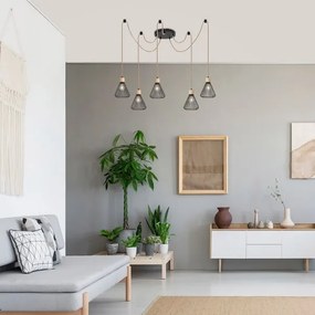 Rabalux 3150 - Lampadario a sospensione con filo FARFALLE 5xE27/40W/230V ragno nero/faggio