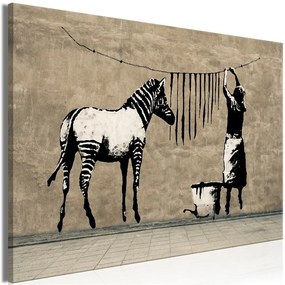 Quadro Banksy  Washing Zebra on Concrete (1 Part) Wide  Colore Grigio, Dimensioni e Misure 120x80